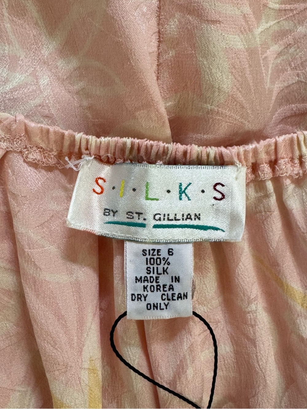 Vintage 80s Silks St. Gillian 100% silk midi dress pink pastels Extra Small (XS) - Picture 13 of 13